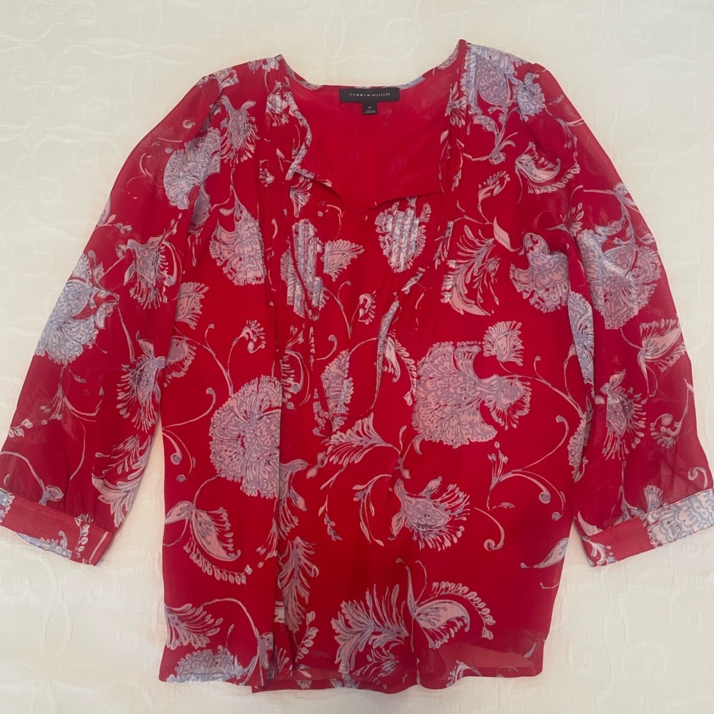 Floral Red Blouse